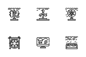 Tidal Power Plant Icon Pack