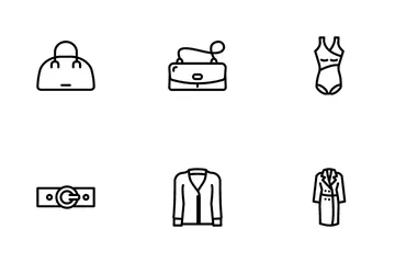 Tienda de moda, ropa y zapatos. Paquete de Iconos