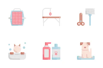 Tienda de peluquería para mascotas Paquete de Iconos