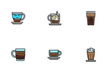 Tipi di caffè Bevanda energetica mattutina Icon Pack