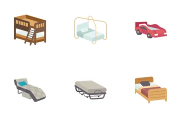 Tipos de cama Paquete de Iconos