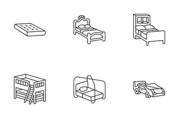 Tipos de cama Paquete de Iconos