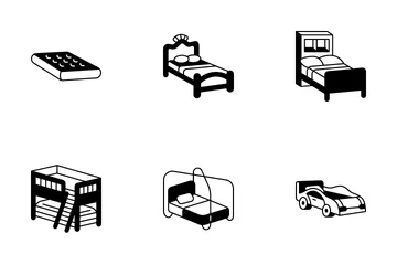 Tipos de cama Paquete de Iconos