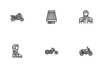 Tipos de transporte de motocicleta e bicicleta Pacote de Ícones