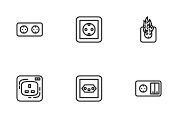 Accesorio eléctrico de alimentación de enchufe Paquete de Iconos