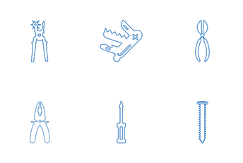 Tools Blue Line Icon Pack
