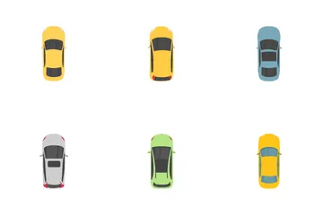 Top View Colorful Cars Icon Pack