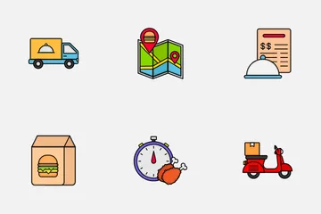 Touchless Food Delivery Icon Pack