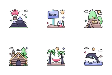Tourism And Vacations And Holidays Icon Pack