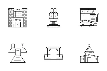 Town 1 Line Icon Pack