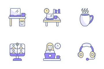 Trabajar desde casa y como freelance Paquete de Iconos