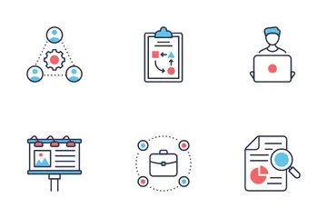 Trabalho em equipe e organização Pacote de Ícones
