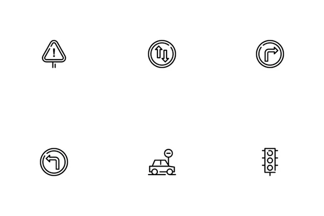 Traffic Icon Pack - 25 Line Sign & Symbols Icons | SVG, PNG, ICO Available