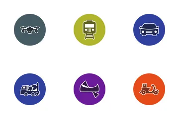 Transport Glyph Circle Icon Pack
