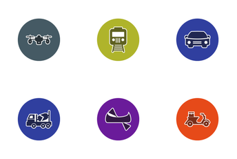 Transport Glyph Circle Icon Pack