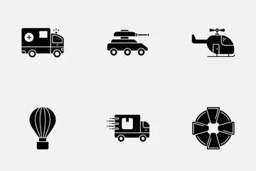 Transport Type Glyph Icon Pack