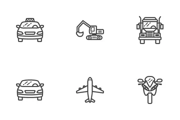 Transportation Line Icons Icon Pack