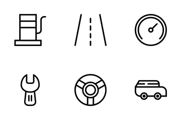 Transportation Outline Style Icon Pack