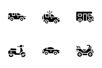 Transportation Vehicle Glyph Icon Pack