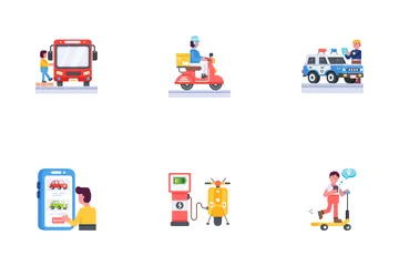 Viaje compartido y transporte Paquete de Iconos