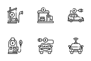 Transporte Eléctrico Paquete de Iconos