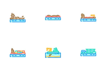 Transporte Marítimo de Navios Pacote de Ícones