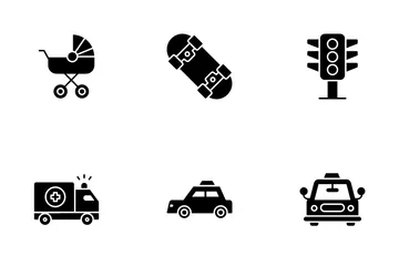 Transporte y reparación de automóviles Paquete de Iconos