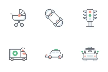 Transporte y reparación de automóviles Paquete de Iconos