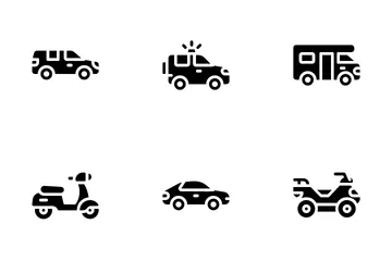 Transportfahrzeug-Glyphe Symbolpack