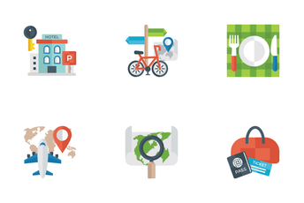 Travel Related Flat Icons Icon Pack