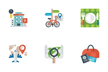 Travel Related Flat Icons Icon Pack