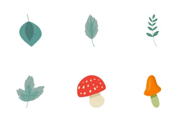Tree Leaves Mushroom And Berry Icon Pack