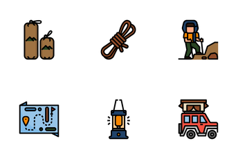 Trekking And Camping. Icon Pack