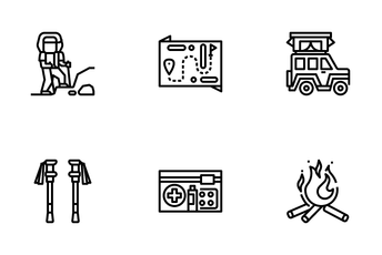 Trekking And Camping Icon Pack