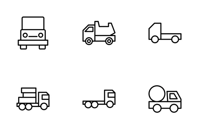 Truck Icon Pack - 85 Line Vehicle Icons 