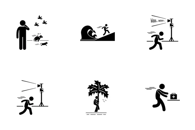 Tsunami Icon Pack - 7 Glyph Nature Icons | SVG, PNG, ICO Available