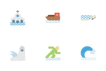 Tsunami e inundaciones Paquete de Iconos