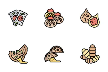 Types Of Dumplings Icon Pack