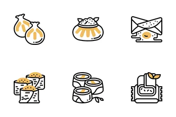 Types Of Dumplings Icon Pack
