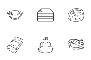 Types Of Japanese Mochi Icon Pack