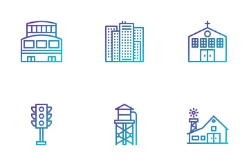 Urban Elements And Building Icon Pack