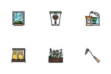 Urban Gardening Agriculture Green Icon Pack