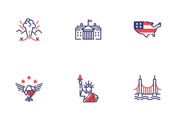 USA Elements Flat Outline - Patriotic And Freedom Icon Pack