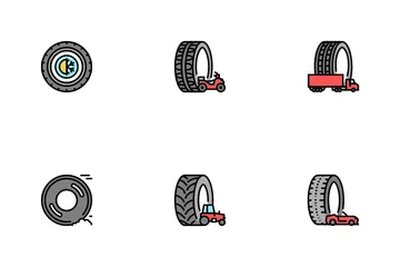Used Tire Sale Shop Business Icon Pack