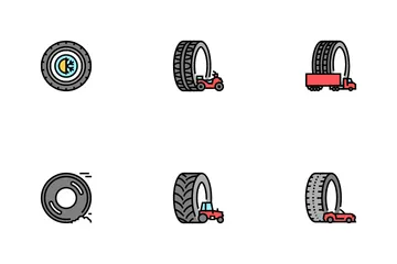 Used Tire Sale Shop Business Icon Pack