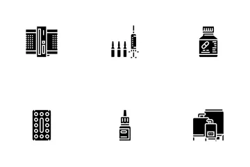 Usine de production de médicaments médicaux Pack d'Icônes