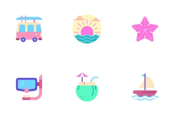 Couleurs plates des vacances d'été Icon Pack