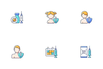 Vaccination et passeport Covid Pack d'Icônes