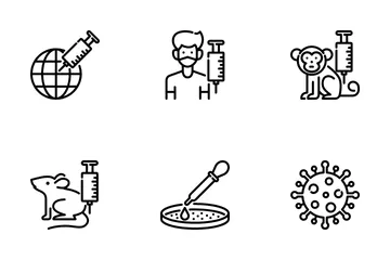 Vacuna y laboratorio Paquete de Iconos