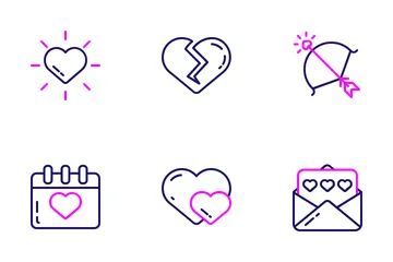 Valentines Two Color Icon Pack